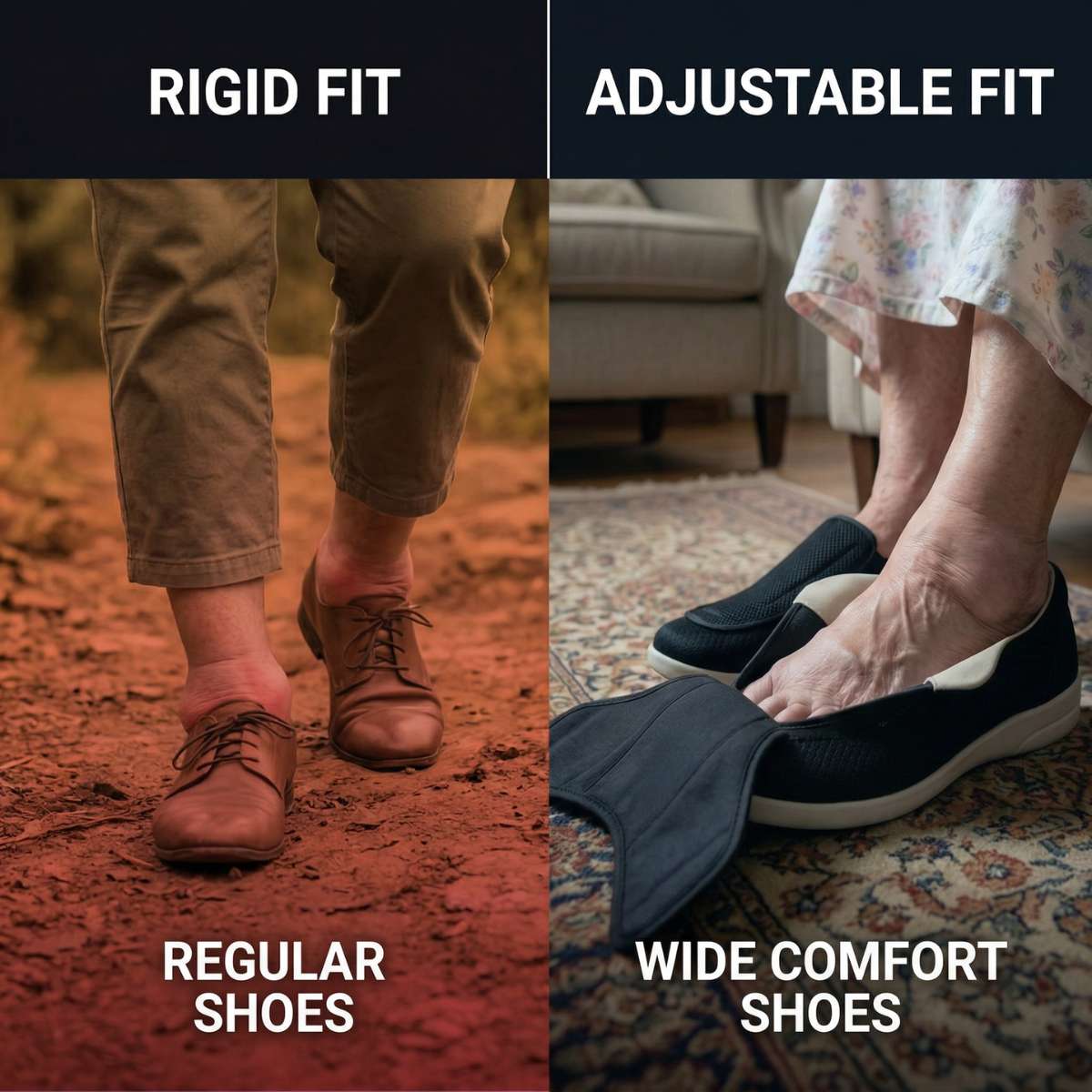3. Opens completely flat for swelling (no cramming your foot in)