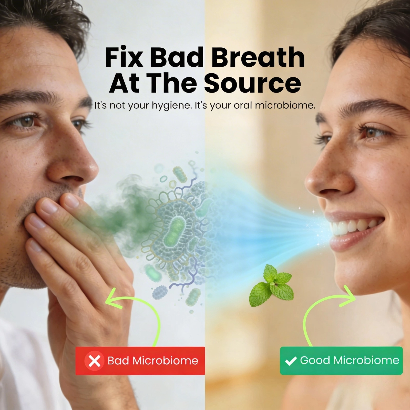 Daily Oral Probiotics Formulated To Fix Bad Breath From the Source and Eliminate Odour-Causing Bacteria.